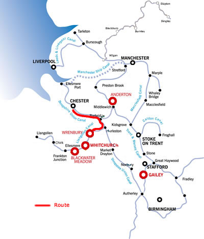 The Chester And Return From Wrenbury 4 Nights.php cruising route map