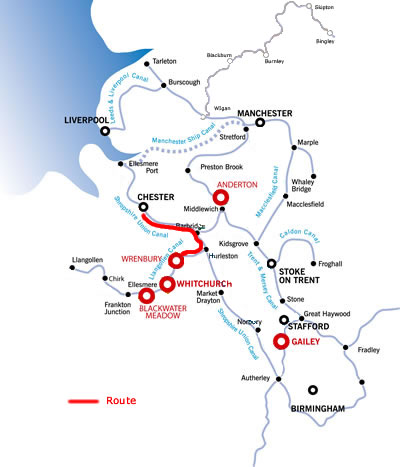 The Chester And Return From Wrenbury 7 Nights.php cruising route map