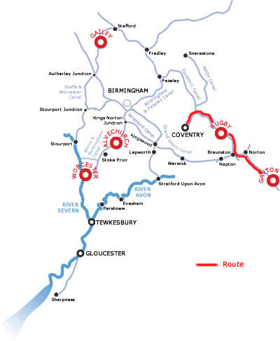 The Coventry And Return From Gayton.php cruising route map