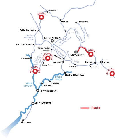 The Coventry And Return From Rugby.php cruising route map