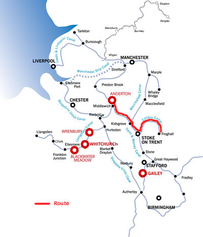 The Froghall And Return From Anderton.php cruising route map