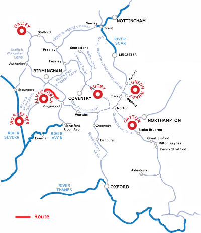 The Lapworth Flight From Alvechurch.php cruising route map