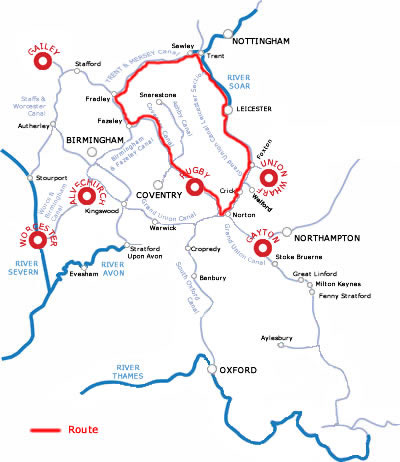 The Leicester Ring From Rugby.php cruising route map