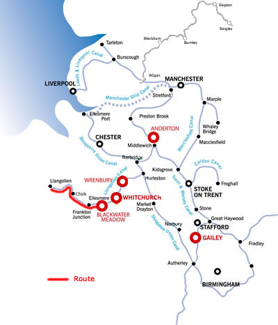 The Llangollen And Return From Blackwater.php cruising route map