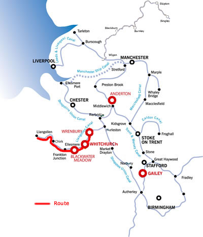 The Llangollen And Return From Wrenbury.php cruising route map