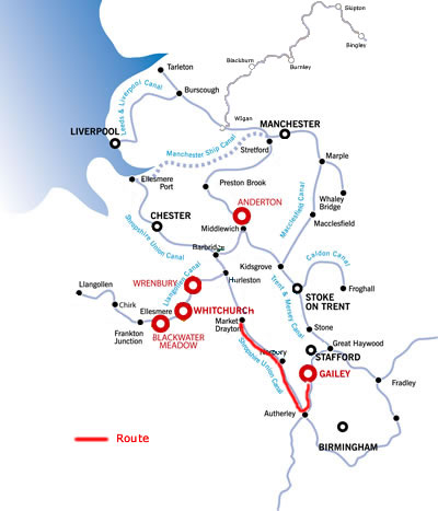 The Market Drayton And Return From Gailey.php cruising route map