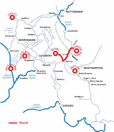 The Market Harborough And Return From Rugby.php cruising route map
