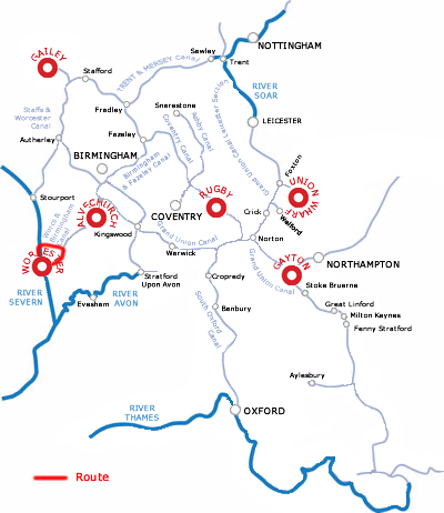 The Mid Worcestershire Ring From Worcester.php cruising route map