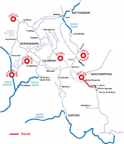 The Milton Keynes And Return From Gayton.php cruising route map