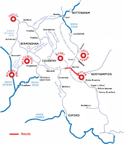 The Napton And Return From Gayton.php cruising route map