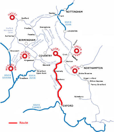 The Oxford And Return From Rugby.php cruising route map