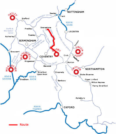 The Snarestone And Return From Rugby.php cruising route map