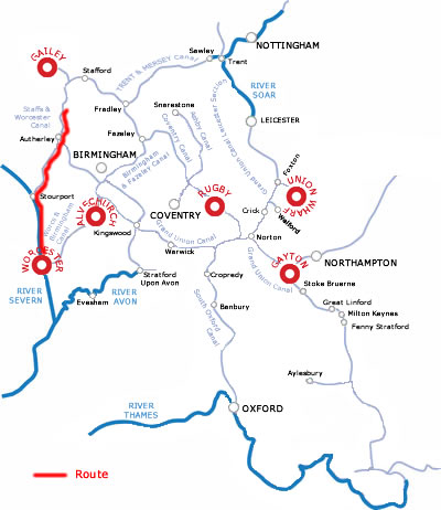 The Staffordshire And Return From Worcester.php cruising route map