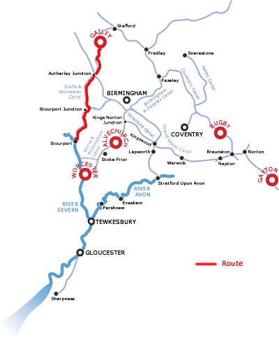 The Stourport And Return From Gailey.php cruising route map