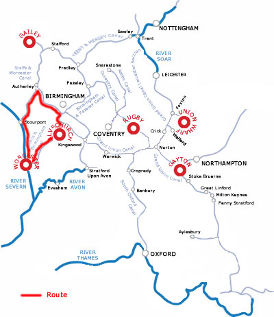 The Stourport Ring.php cruising route map