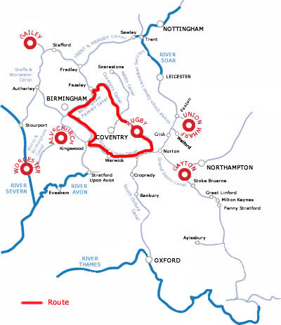 The Warwickshire Ring From Rugby 7 Nights.php cruising route map