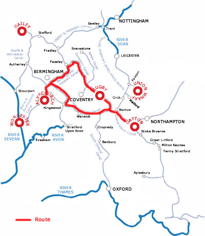 The Warwickshire Ring.php cruising route map The Warwickshire Ring.php cruising route map